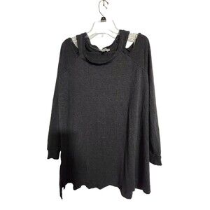 Kenneth Cole Reaction Cold Shoulder Soft Tunic Gray Sz XXL Women Blouse